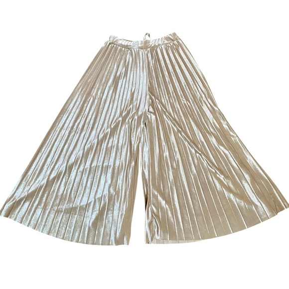 Vita Grace Pleated Velvet Palazzo Pants Beige Champagne NWT Made in Italy 4 - Picture 4 of 9